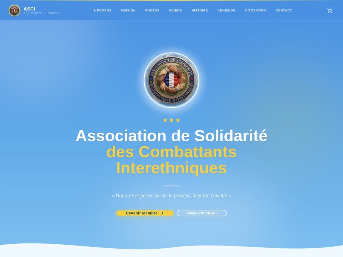 Aperçu du site Association de Solidarité des Combattants Interethniques